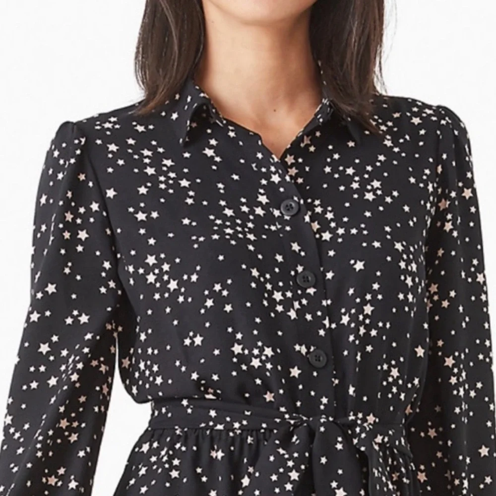 ✨NWT Kate Spade Scattered Stars ShirtDress Midi Length Size 4